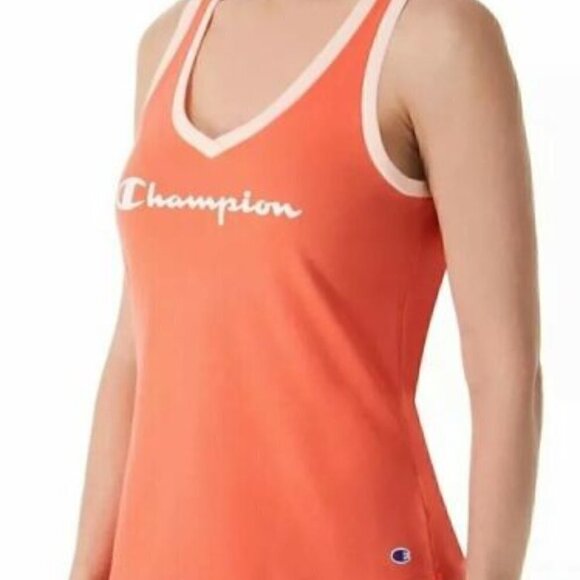 Champion Heritage Tank Top Sleeveless V-Neck Ringer Printed Logo Groovy Casual - Picture 1 of 6